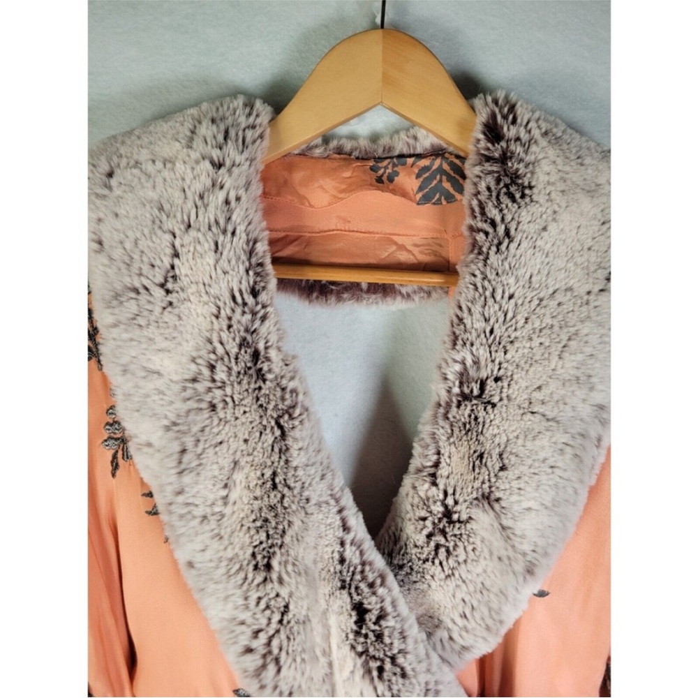 Free People Peach and Purple Midi Dress with Faux Fur Collar - Picture 4 of 9